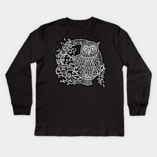 Owl Mandala Drawing Kids Long Sleeve T-Shirt